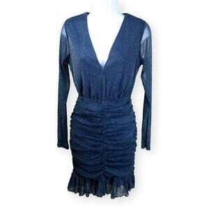 Favlux Blue Sparkly Cut Out Bodycon Dress M